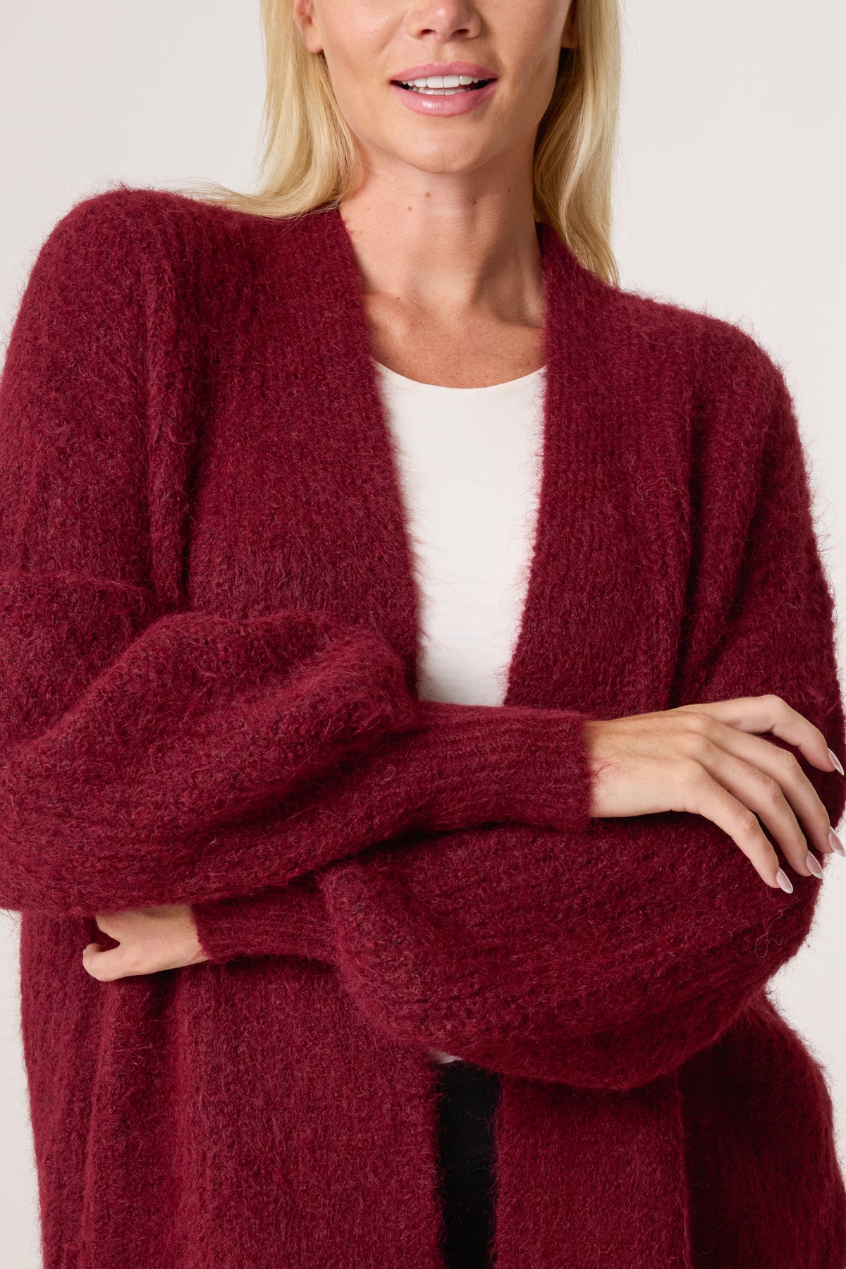 Balloon Sleeve Open Knit Cardigan