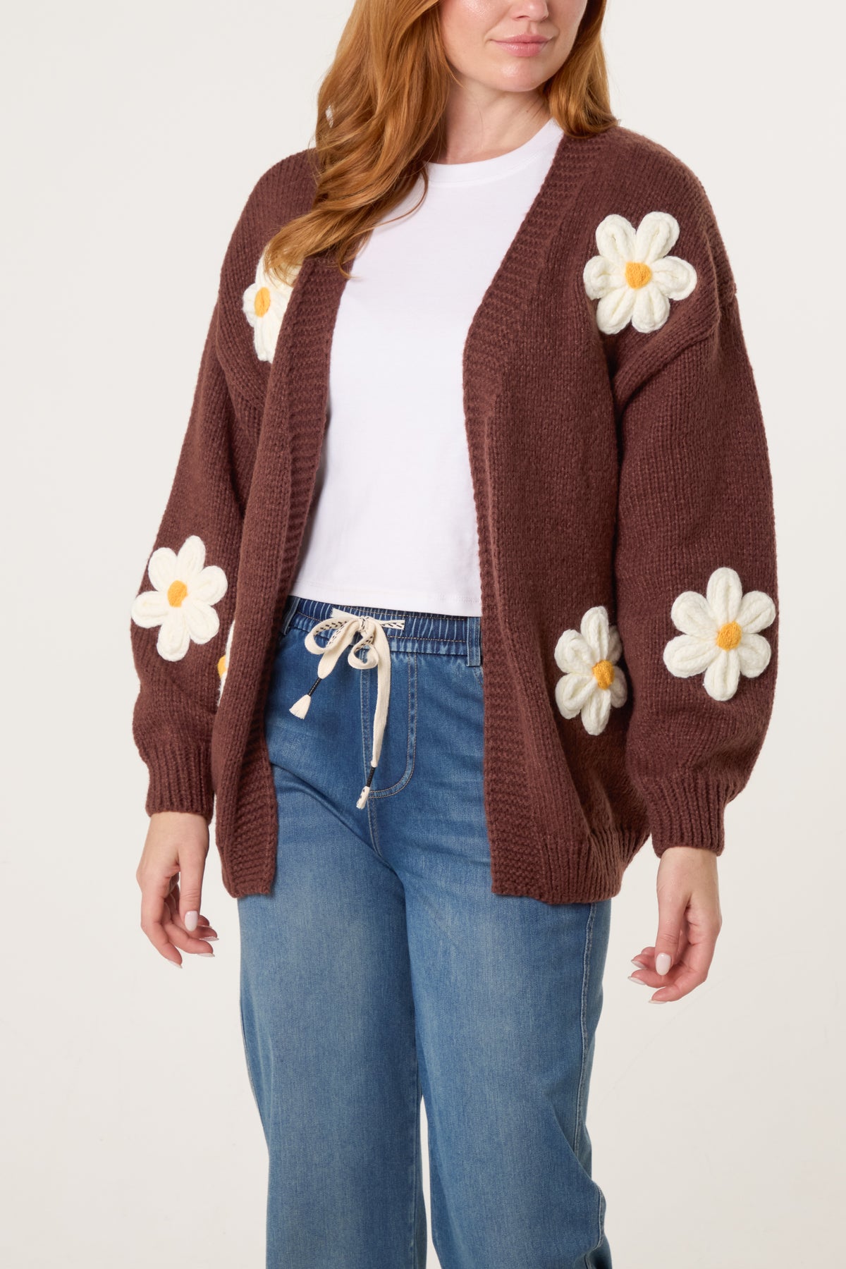 Flocking Daisy Open Knit Cardigan