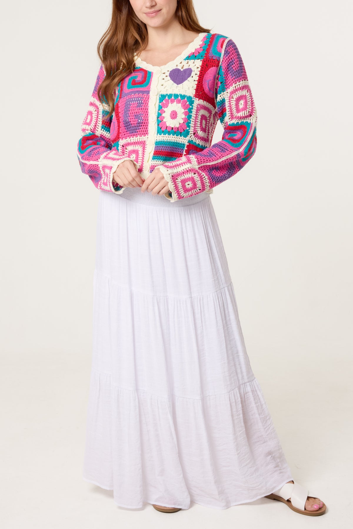 Retro Patchwork Crochet Cardigan