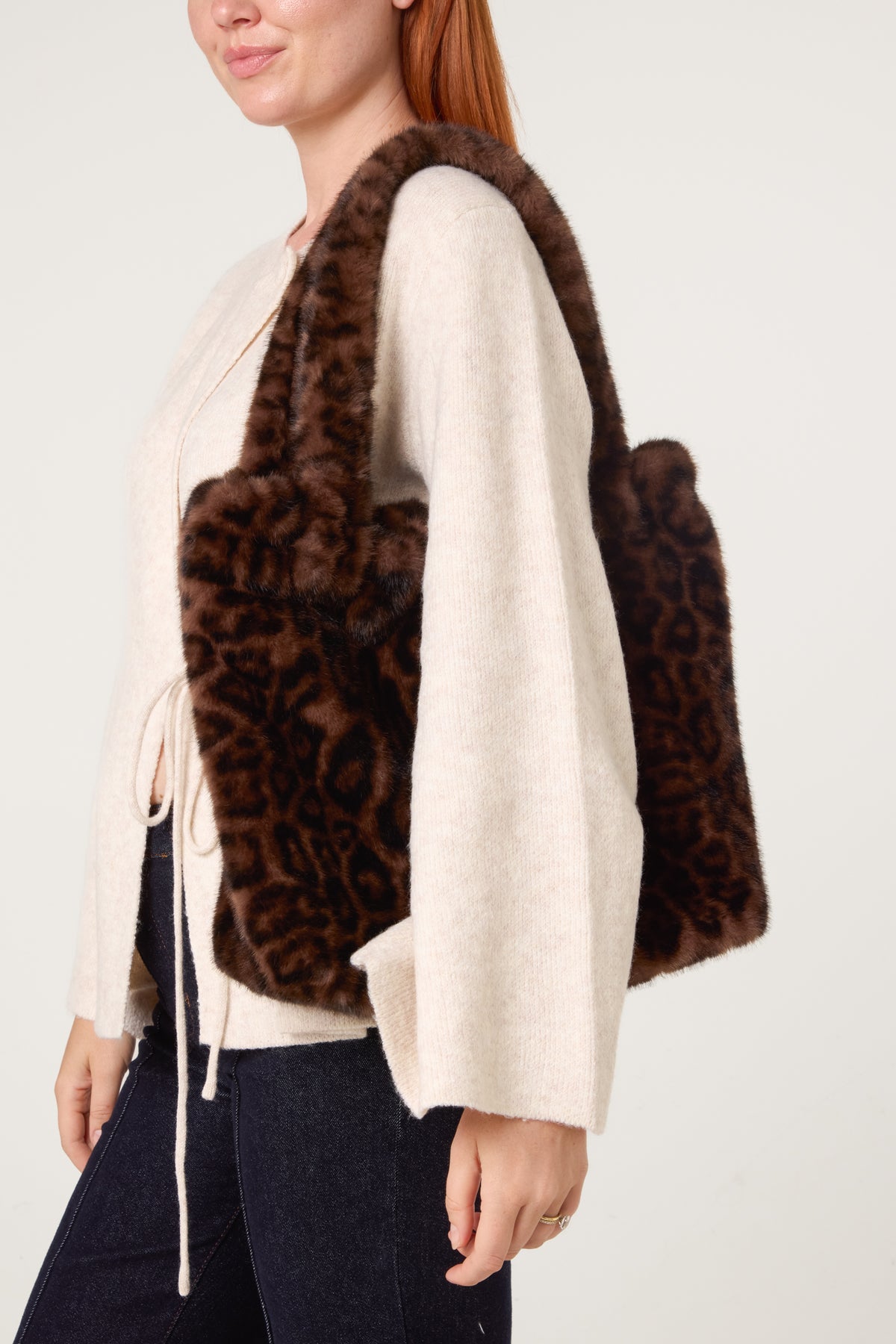 Leopard Print Tote Fuzzy Bag