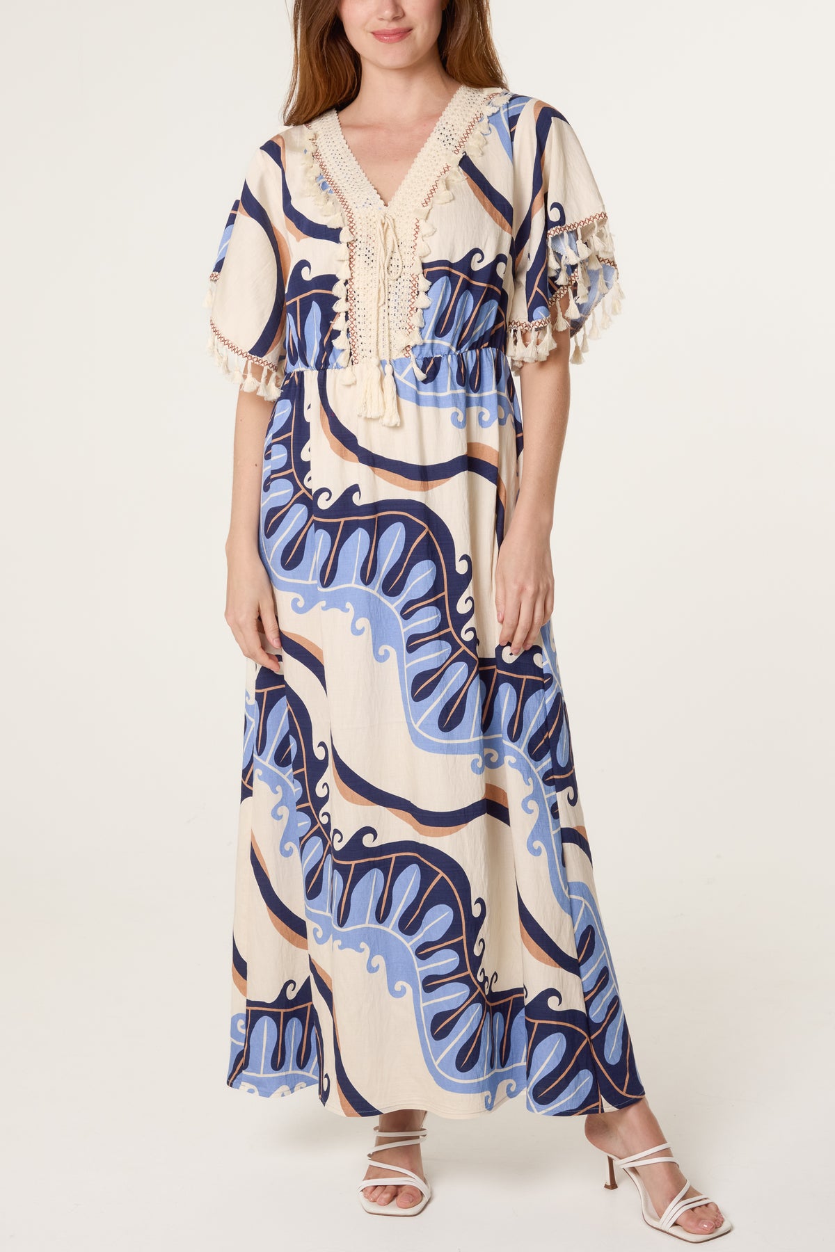 Swirl Print Tassel Maxi Dress