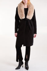 Fur Collar Two Pocket Cardigan