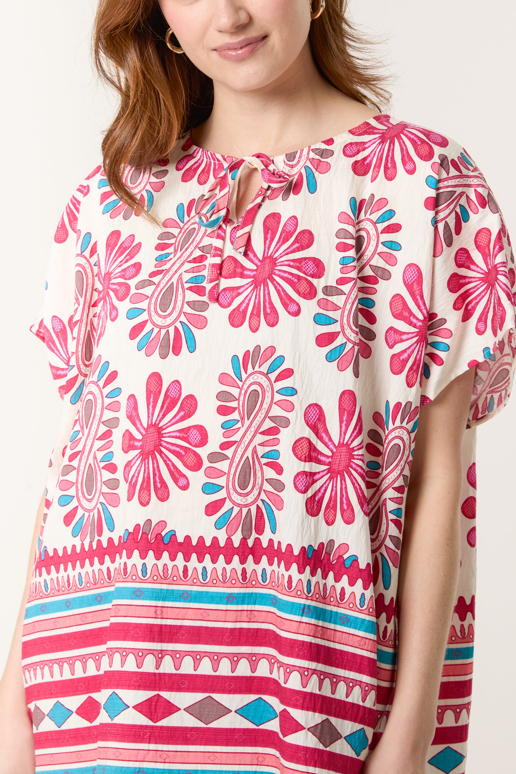 Floral Border Print Top