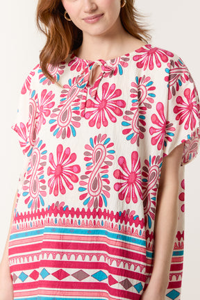 Floral Border Print Top