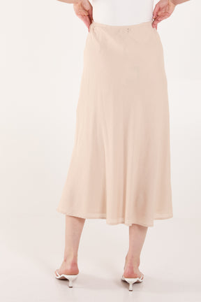 Bias Cut Linen Mix Midi Skirt
