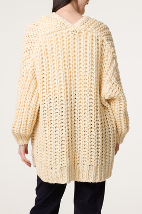 Thick Cable Knit Pockets Cardigan