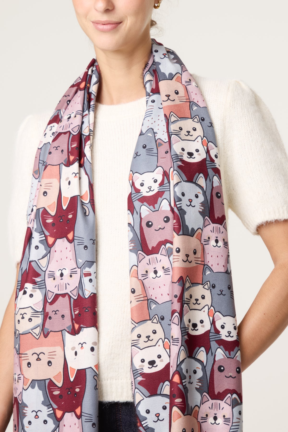Cute Cats Illustration Print Scarf