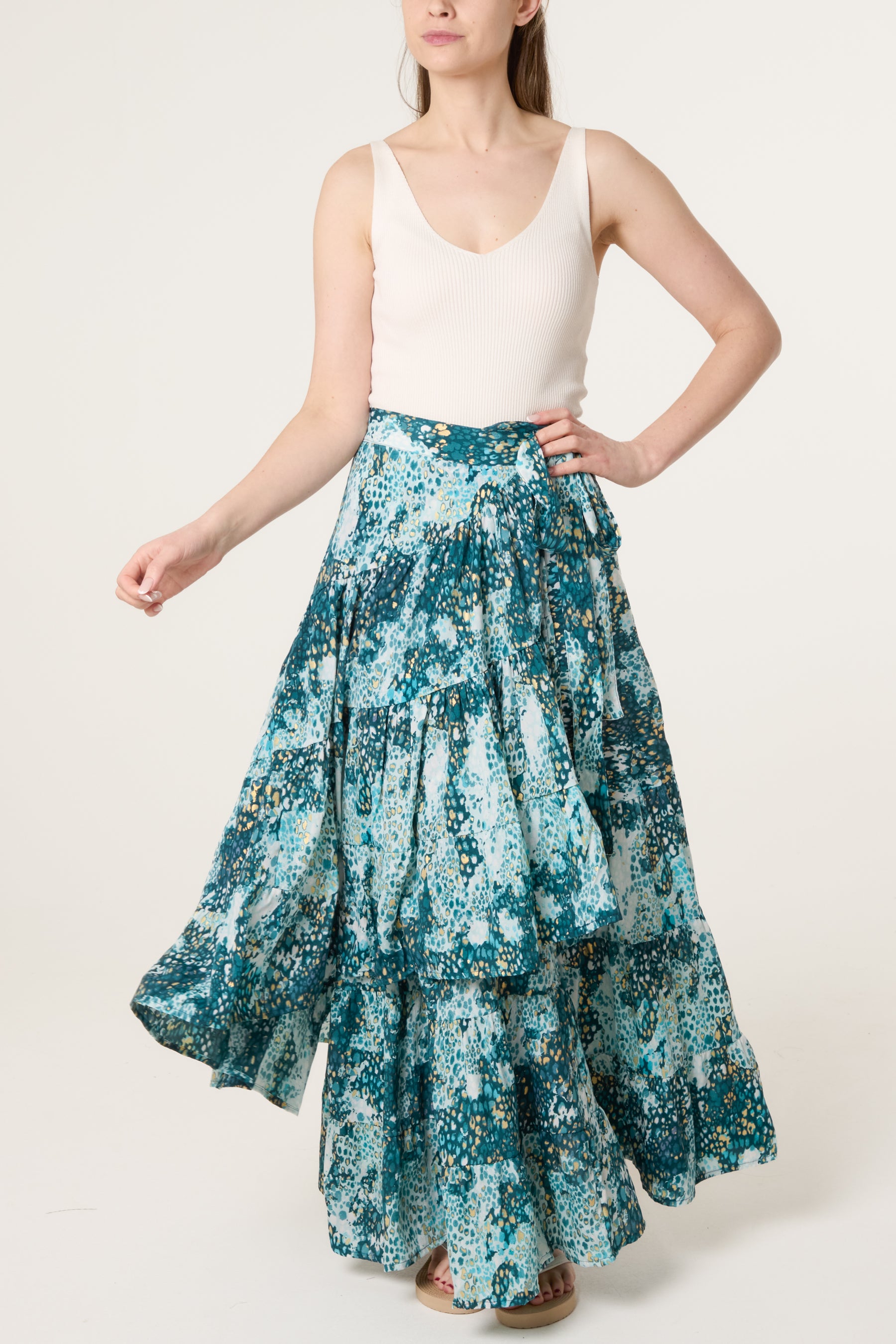 Leopard Inspired Wrap Maxi Skirt