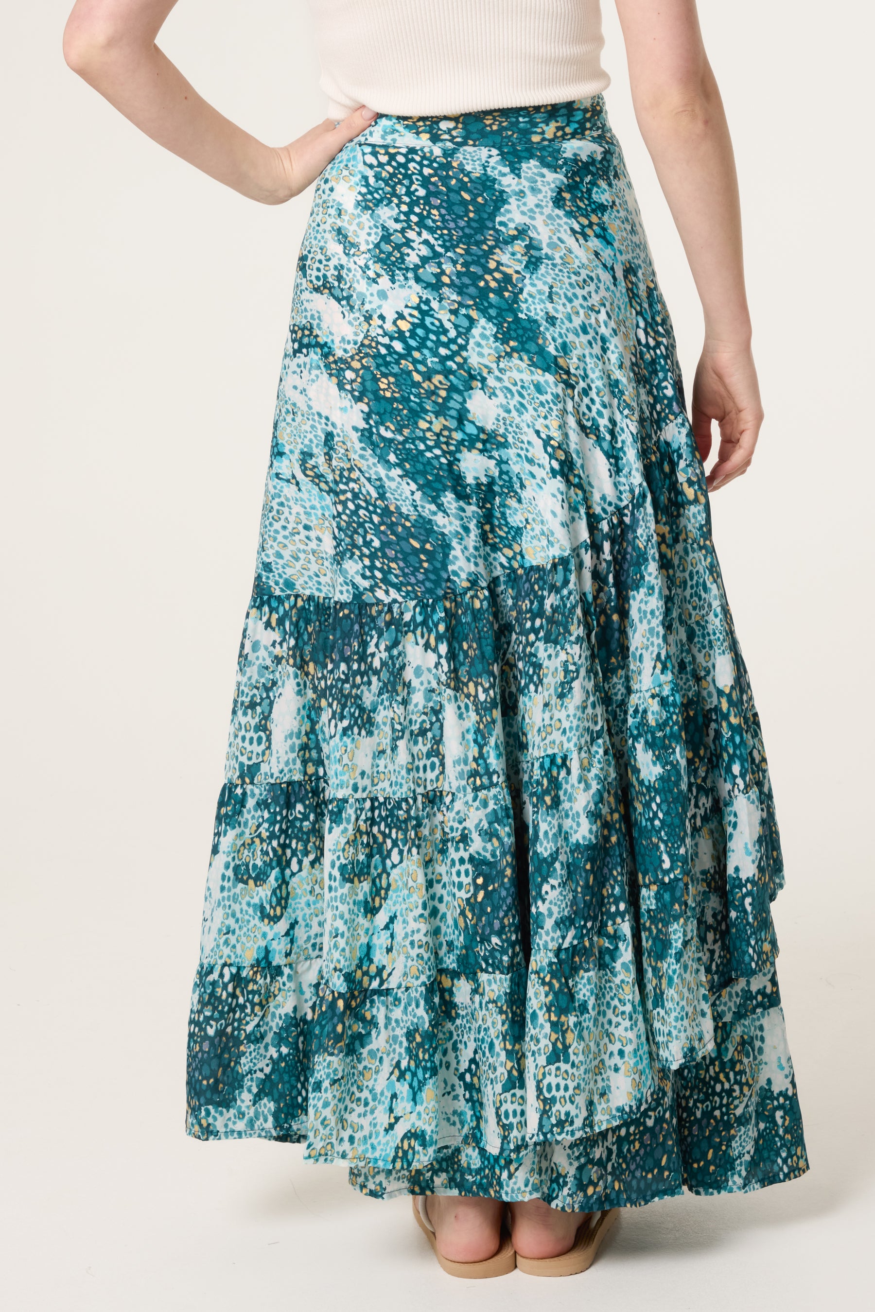 Leopard Inspired Wrap Maxi Skirt