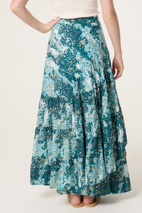 Leopard Inspired Wrap Maxi Skirt