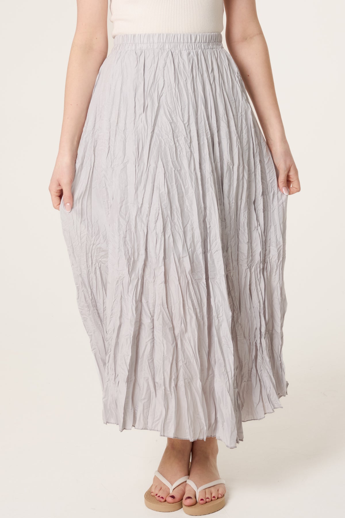 Crinkle Shirred Maxi Skirt