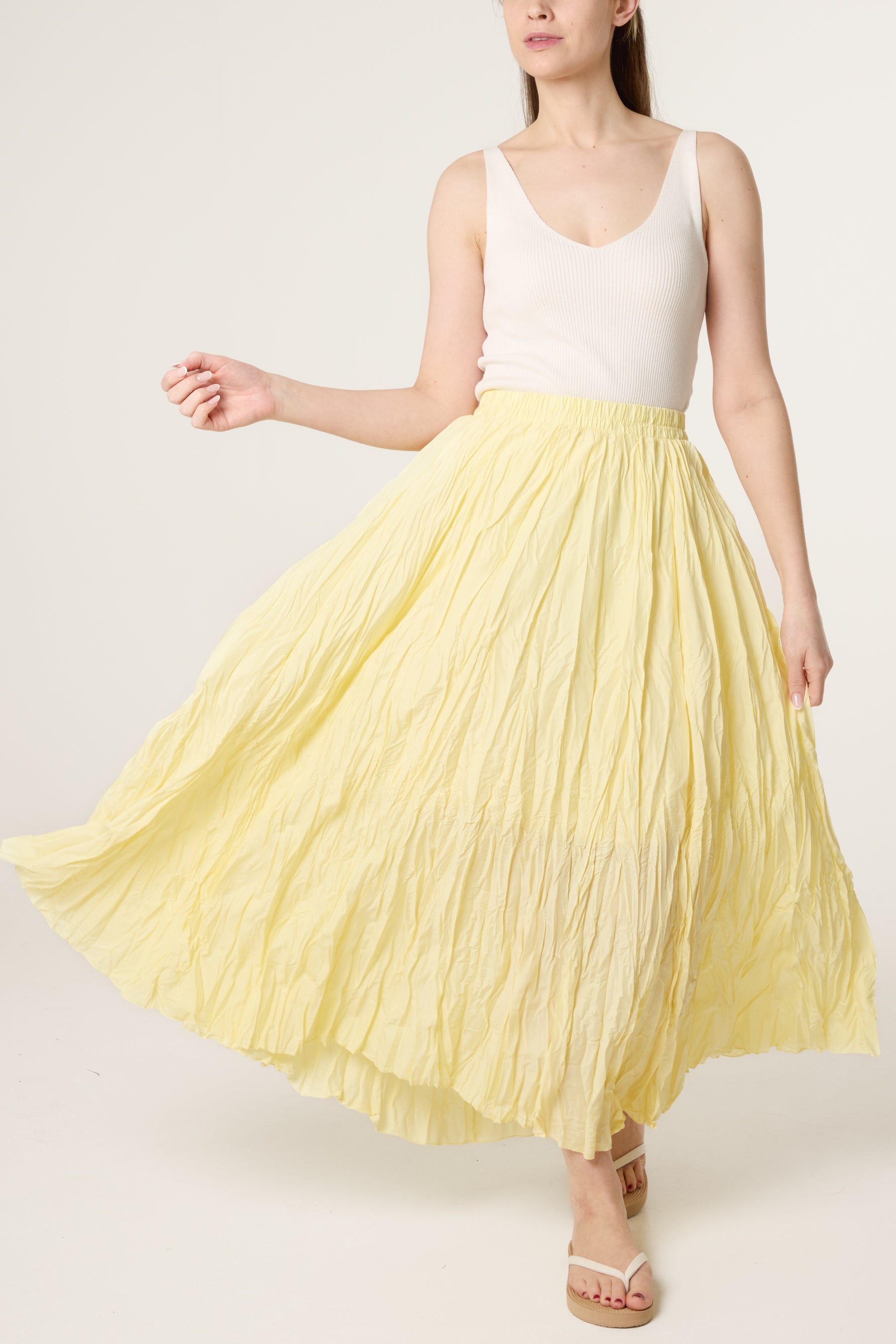 Crinkle Shirred Maxi Skirt