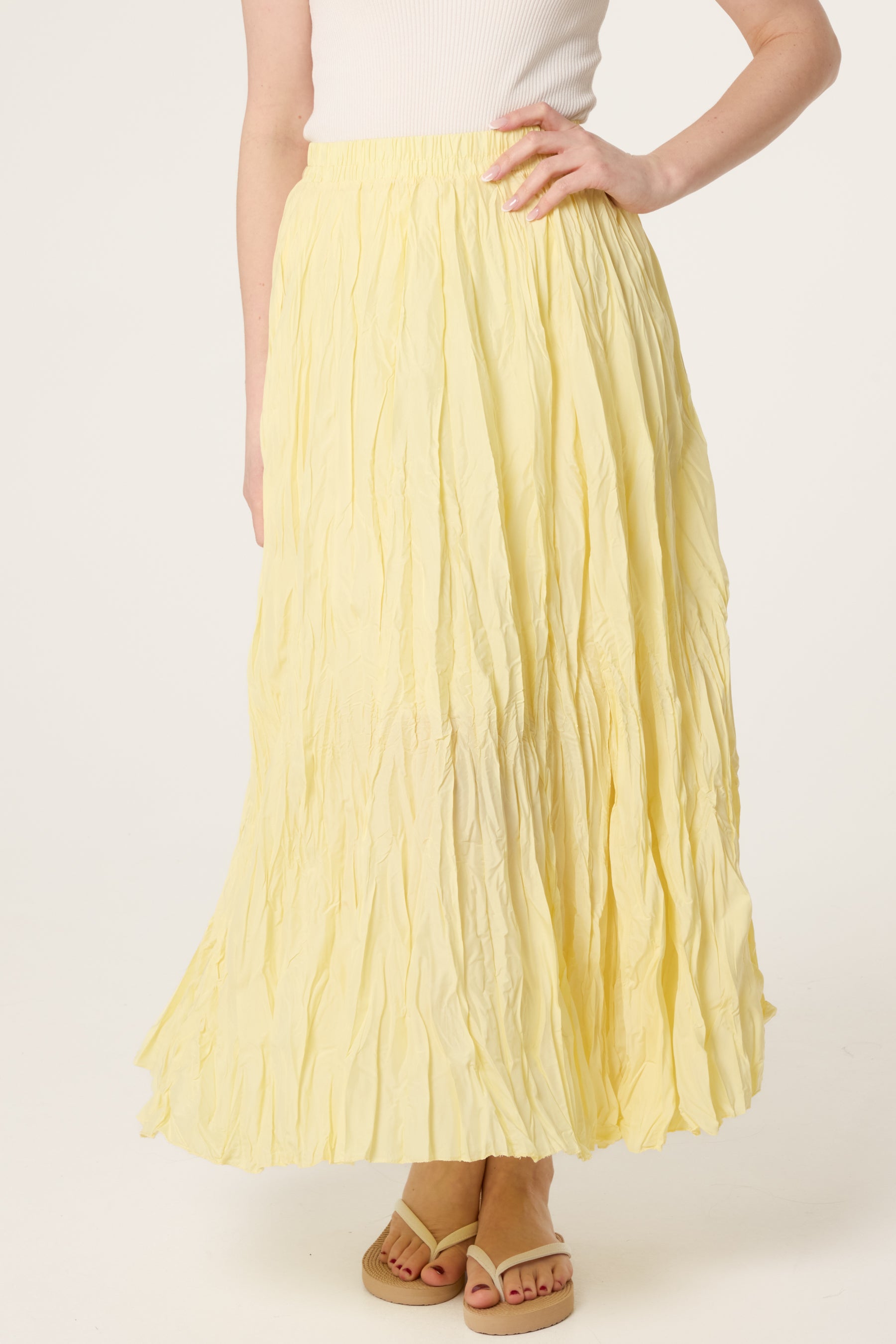 Crinkle Shirred Maxi Skirt