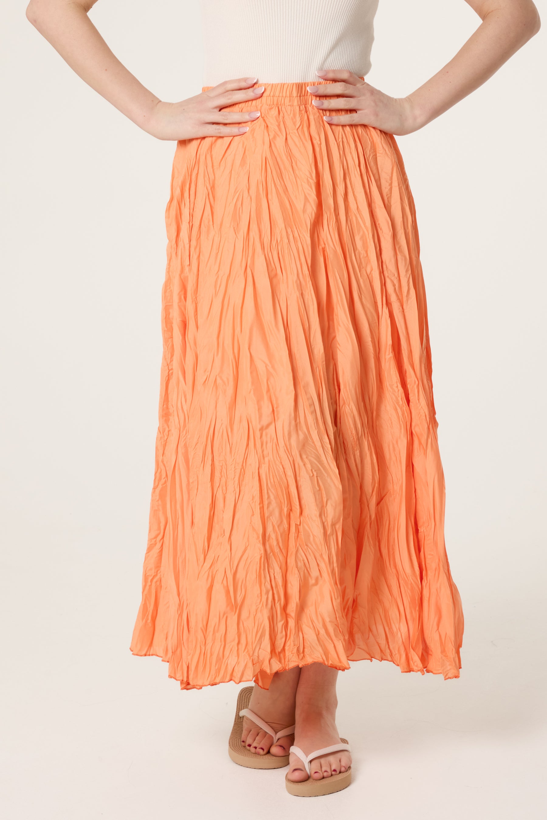 Crinkle Shirred Maxi Skirt