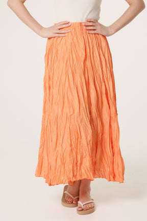 Crinkle Shirred Maxi Skirt