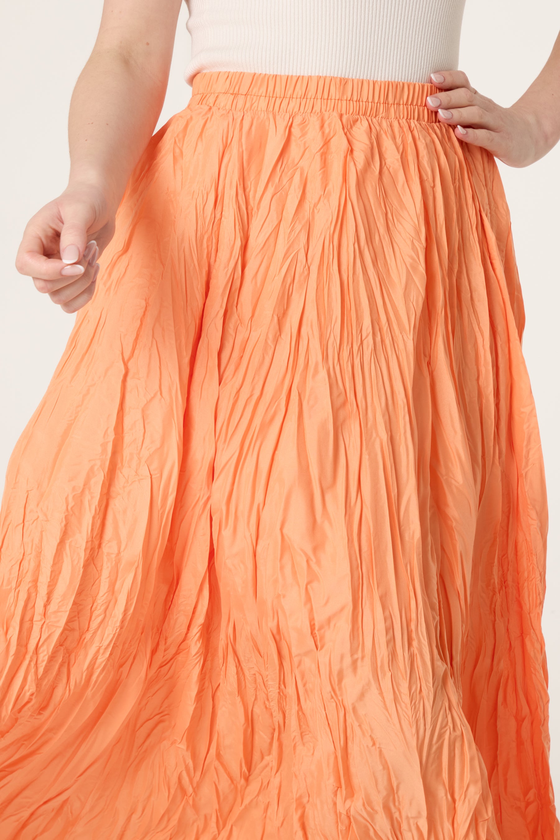 Crinkle Shirred Maxi Skirt