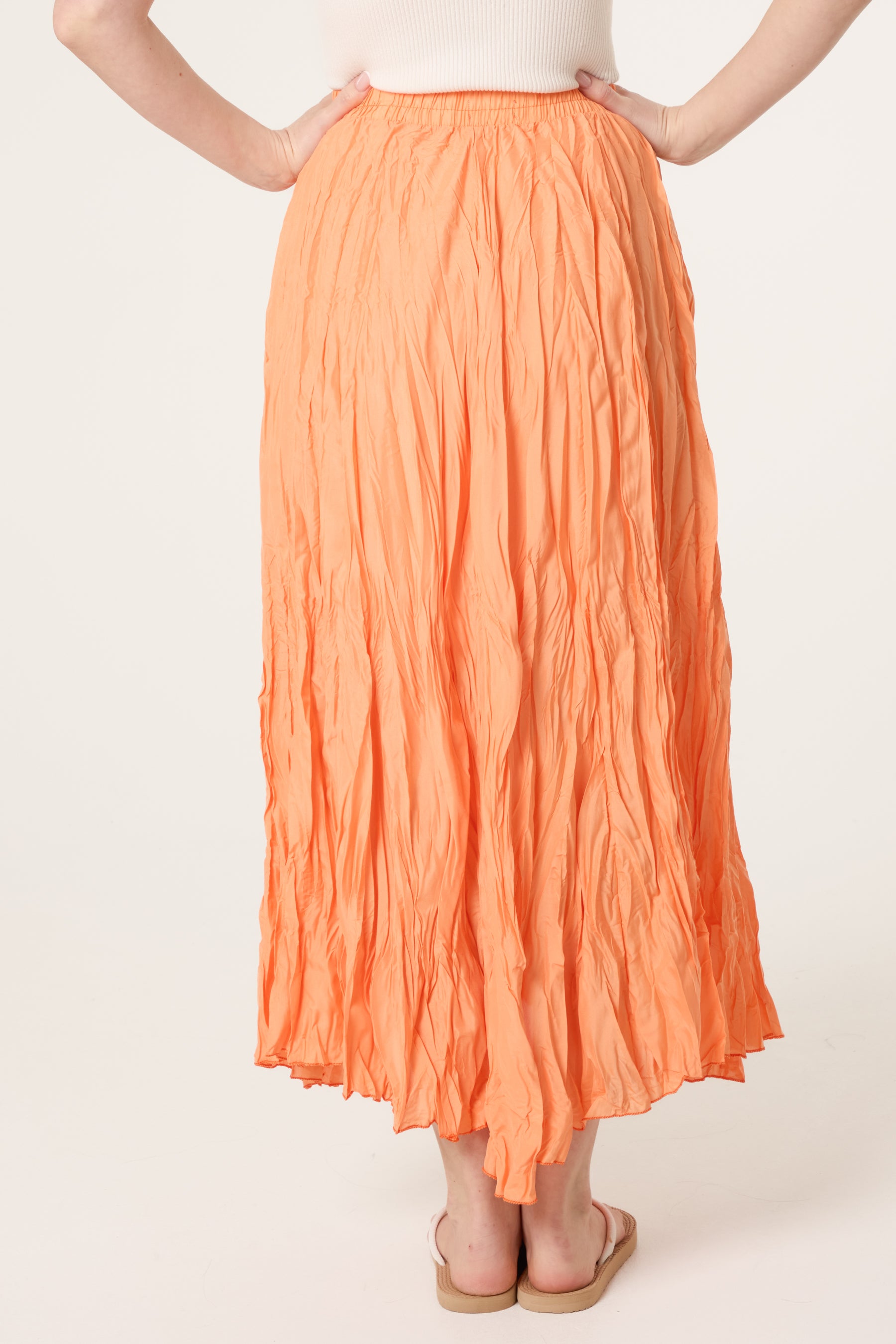 Crinkle Shirred Maxi Skirt