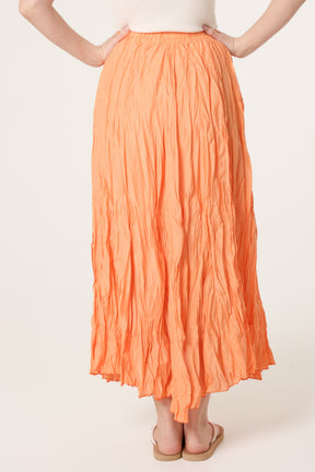 Crinkle Shirred Maxi Skirt
