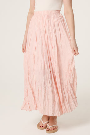 Crinkle Shirred Maxi Skirt