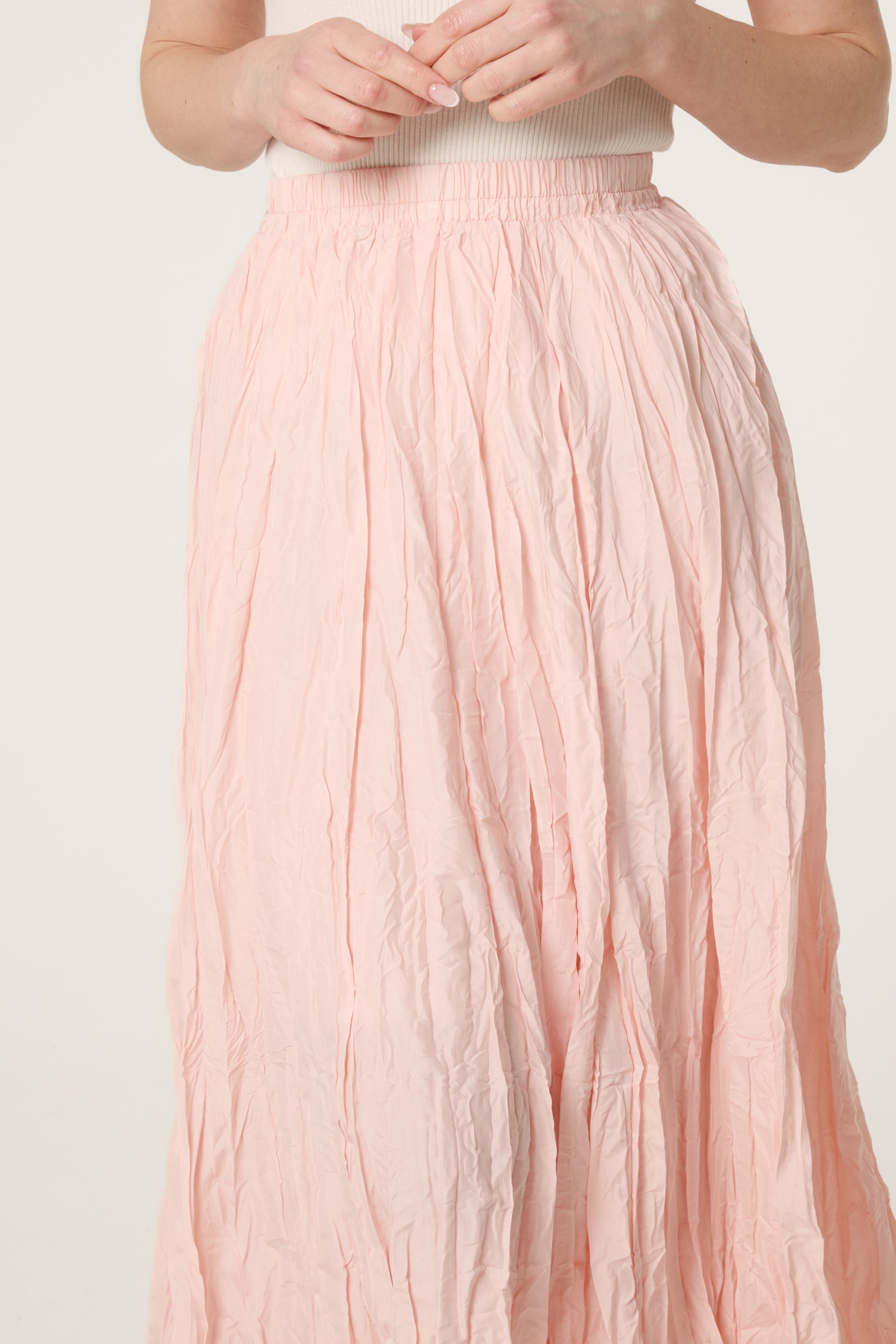 Crinkle Shirred Maxi Skirt