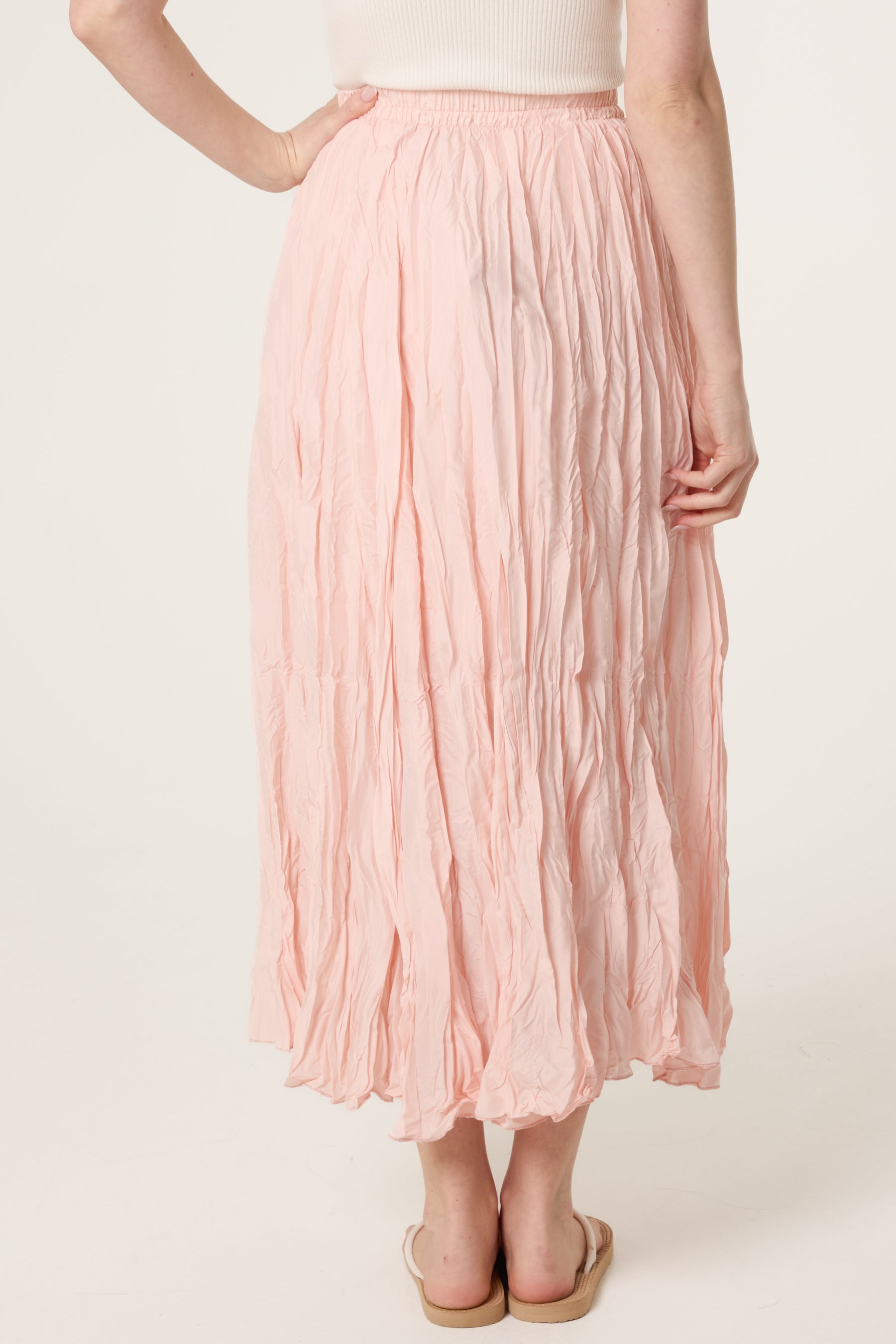 Crinkle Shirred Maxi Skirt