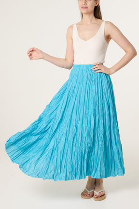 Crinkle Shirred Maxi Skirt