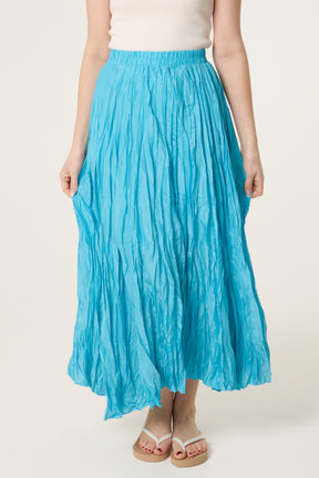 Crinkle Shirred Maxi Skirt