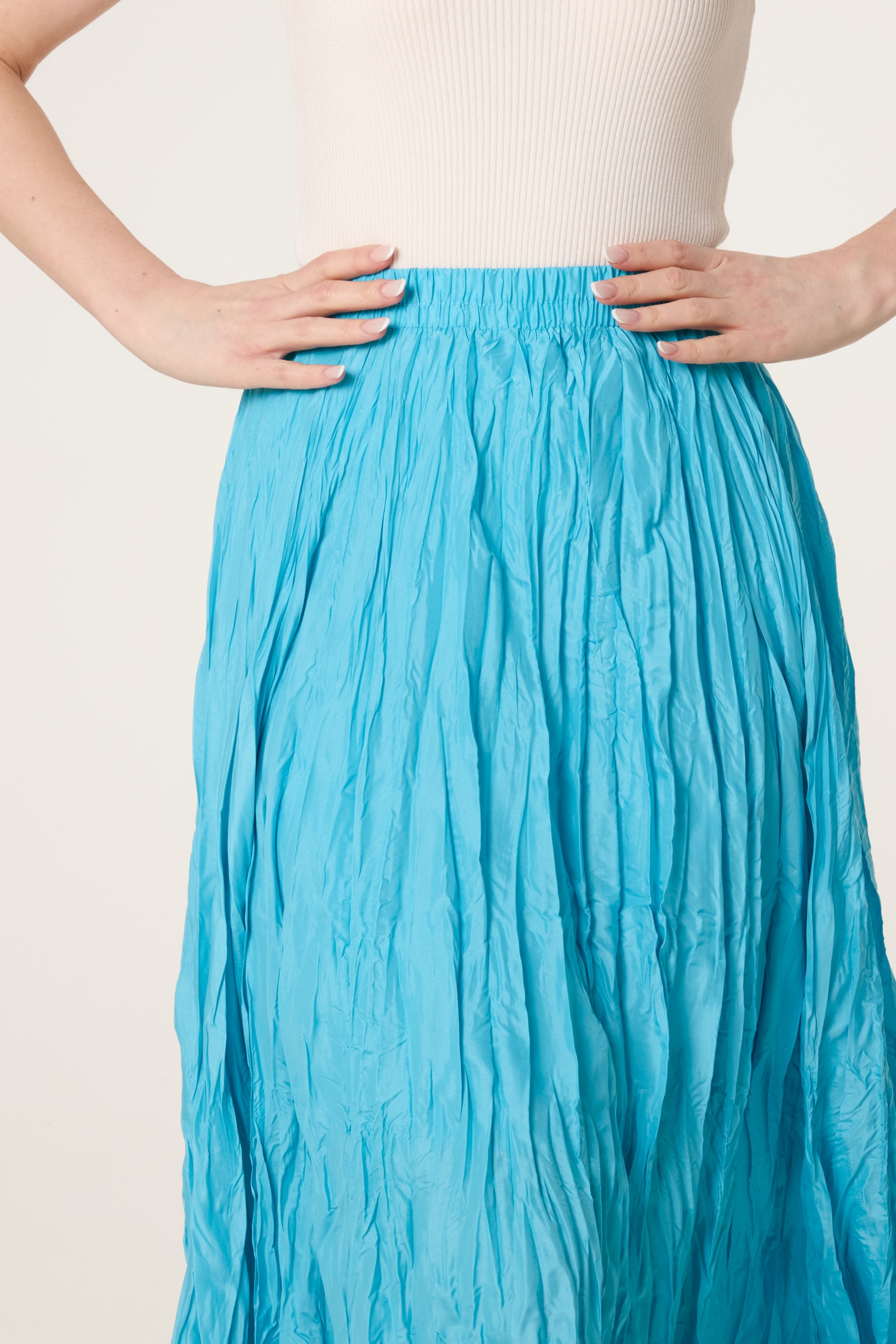 Crinkle Shirred Maxi Skirt