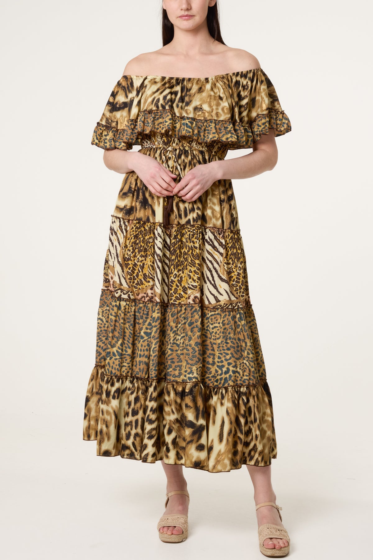 Off Shoulder Leopard Dress