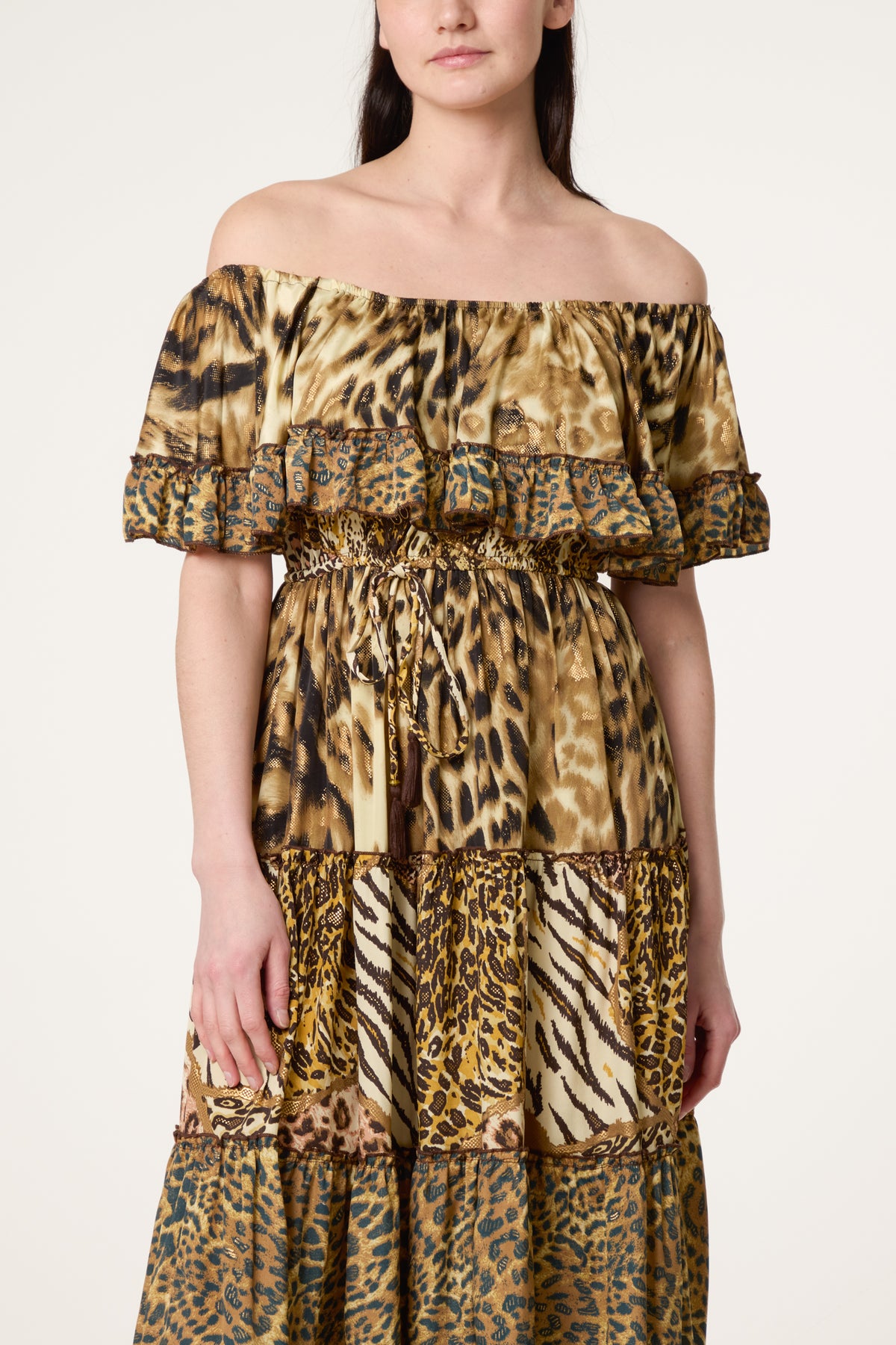 Off Shoulder Leopard Dress