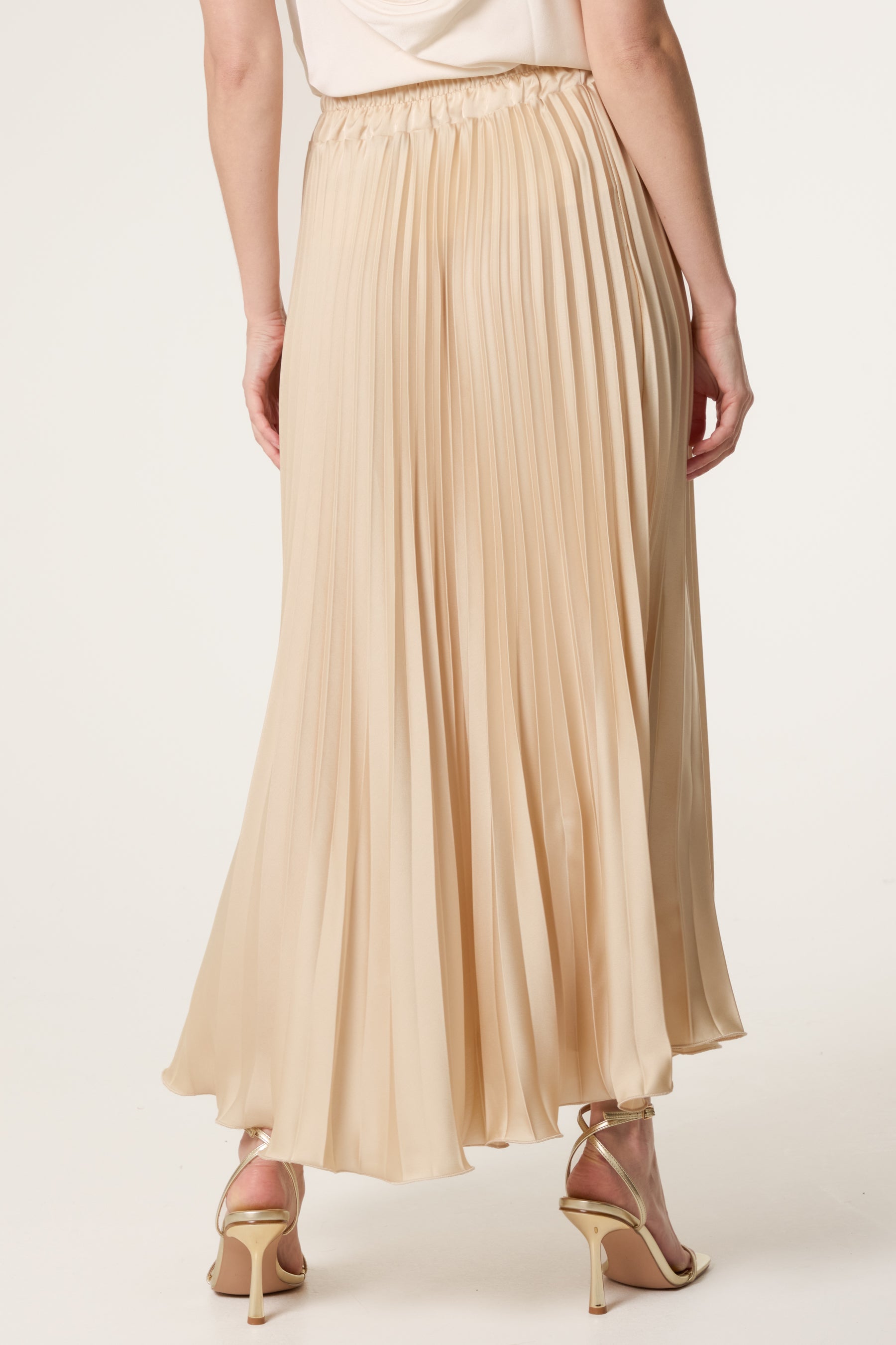 Satin Pleated Maxi Skirt