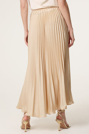 Satin Pleated Maxi Skirt