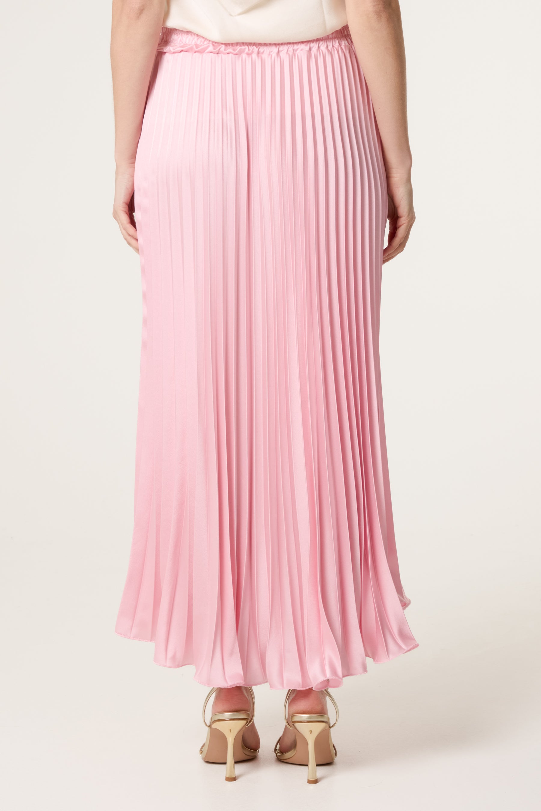 Satin Pleated Maxi Skirt