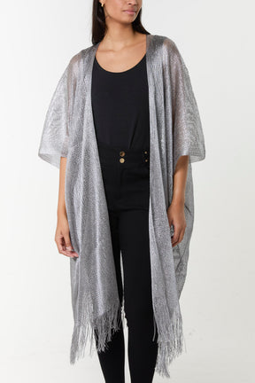 Lurex Knit Fringe Hem Kaftan