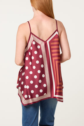 Polka Dot Geometric Strappy Top