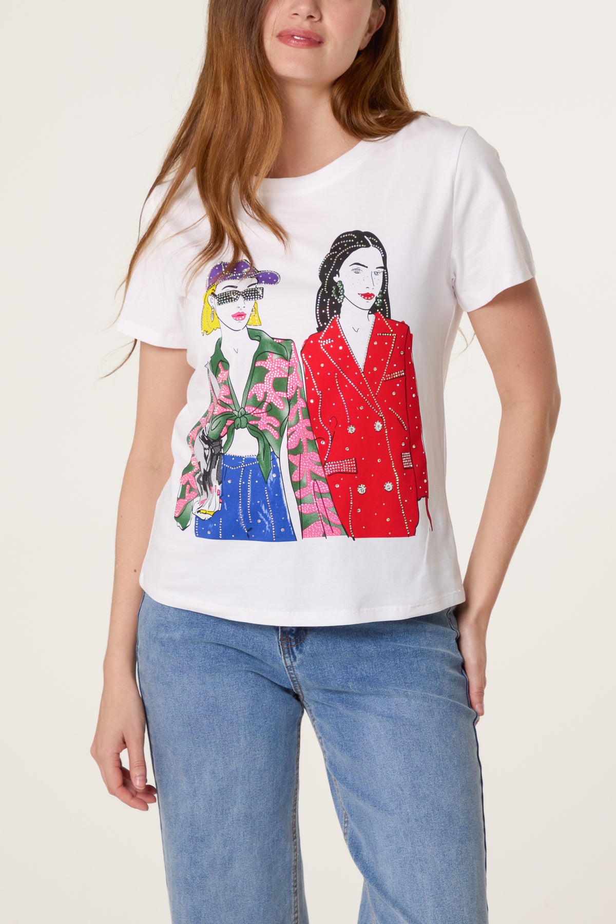Embellished Illustration Trendy Girls T-Shirt
