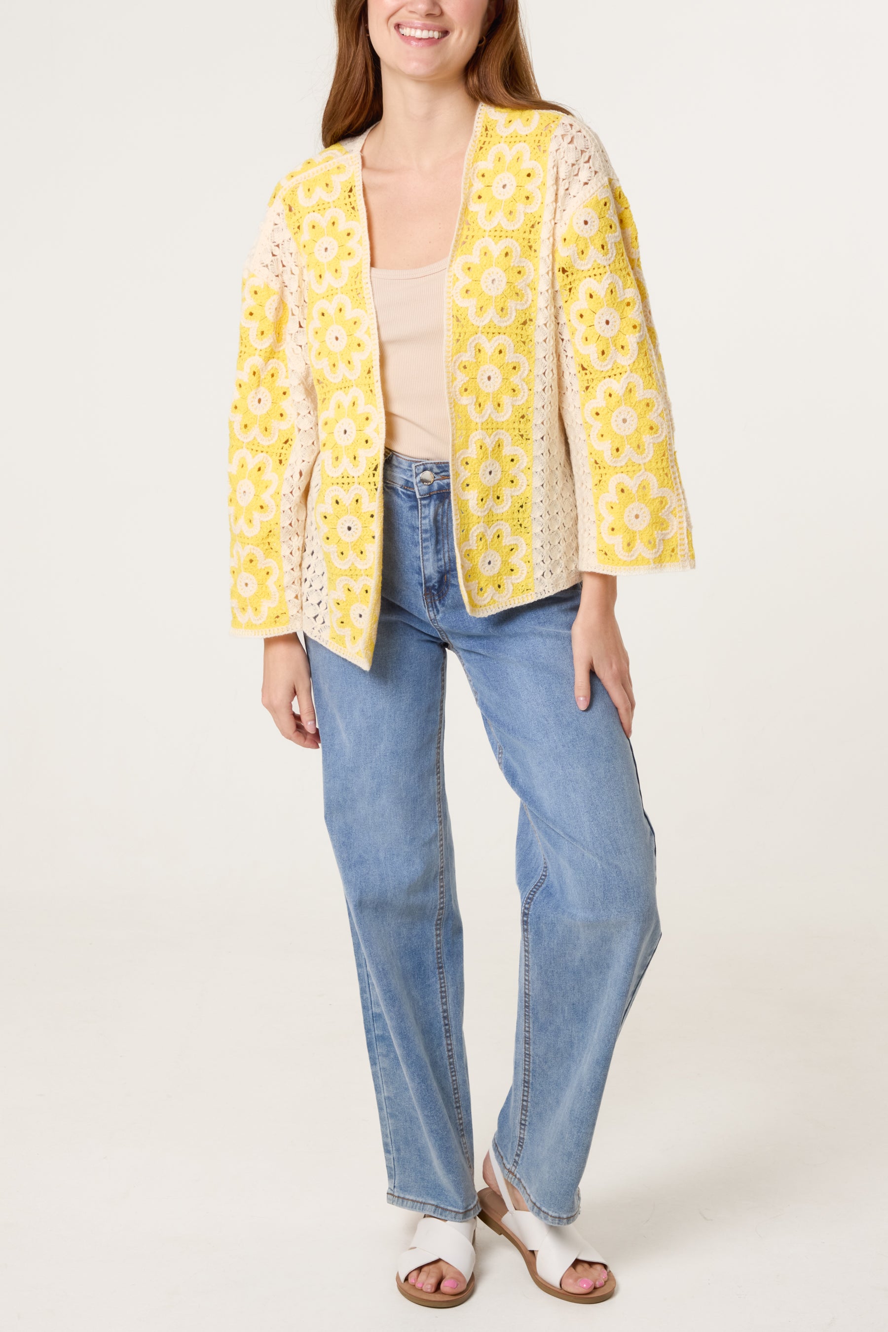 Floral Crochet Wide Sleeve Cardigan