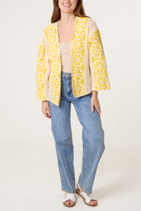 Floral Crochet Wide Sleeve Cardigan