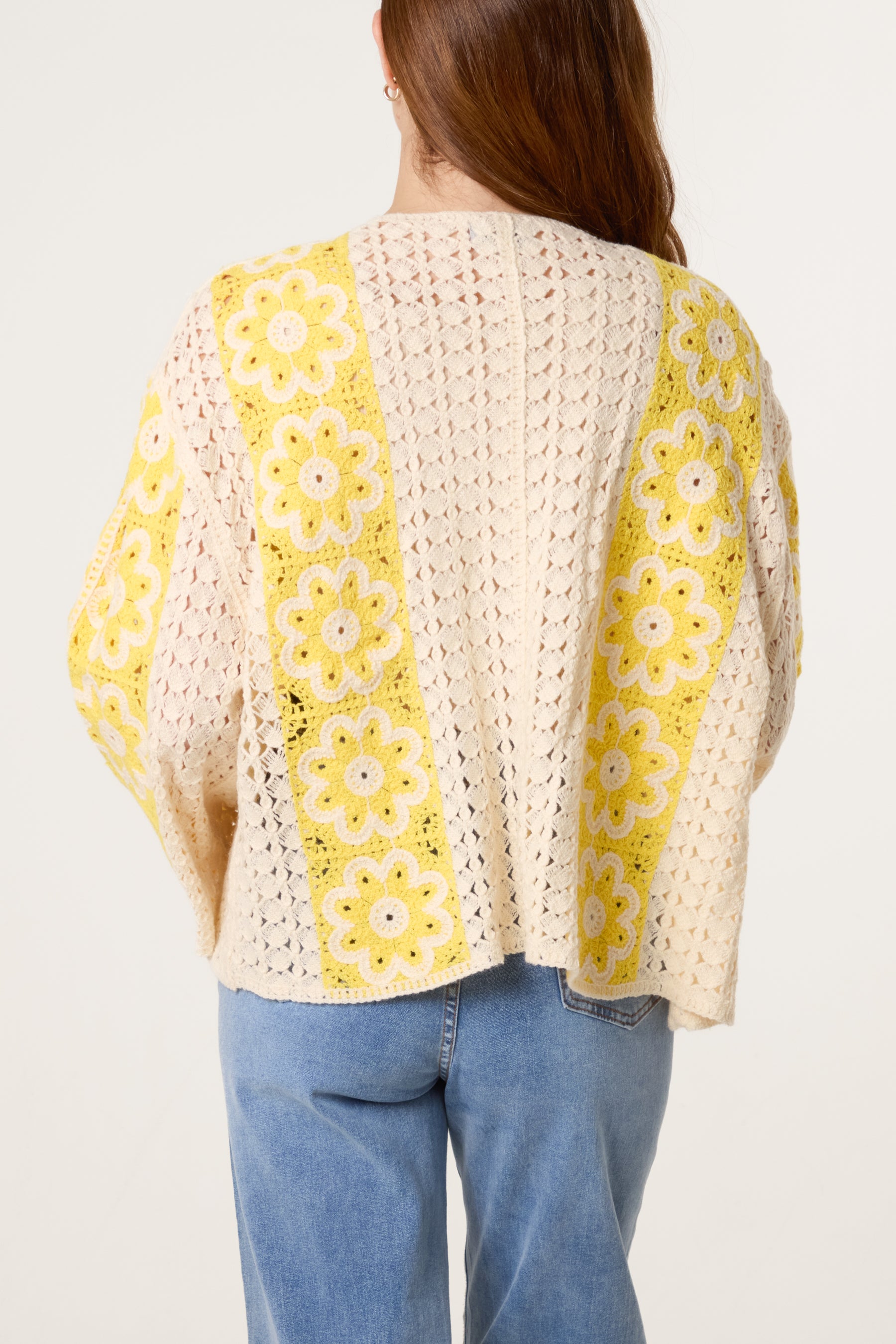 Floral Crochet Wide Sleeve Cardigan