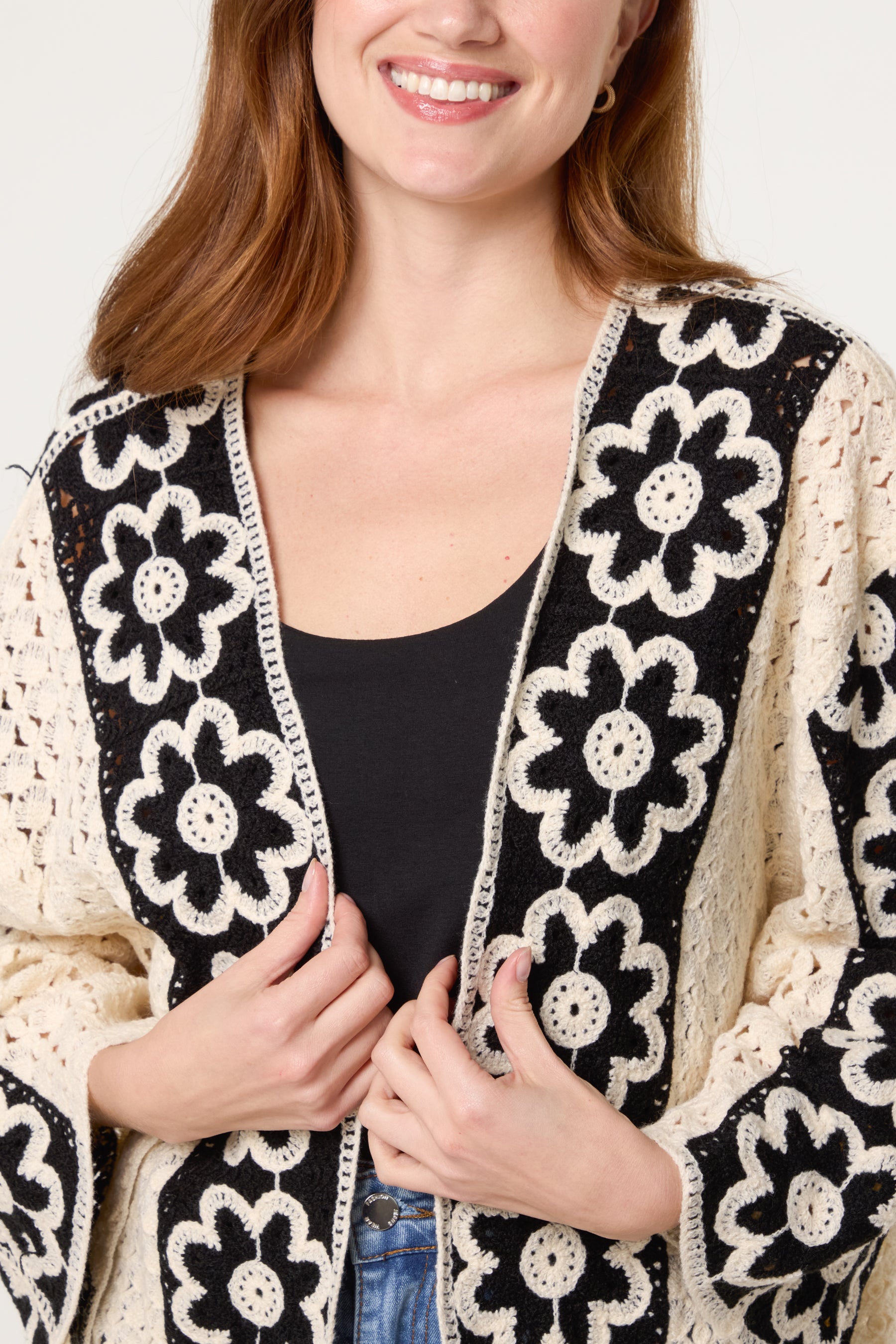 Floral Crochet Wide Sleeve Cardigan