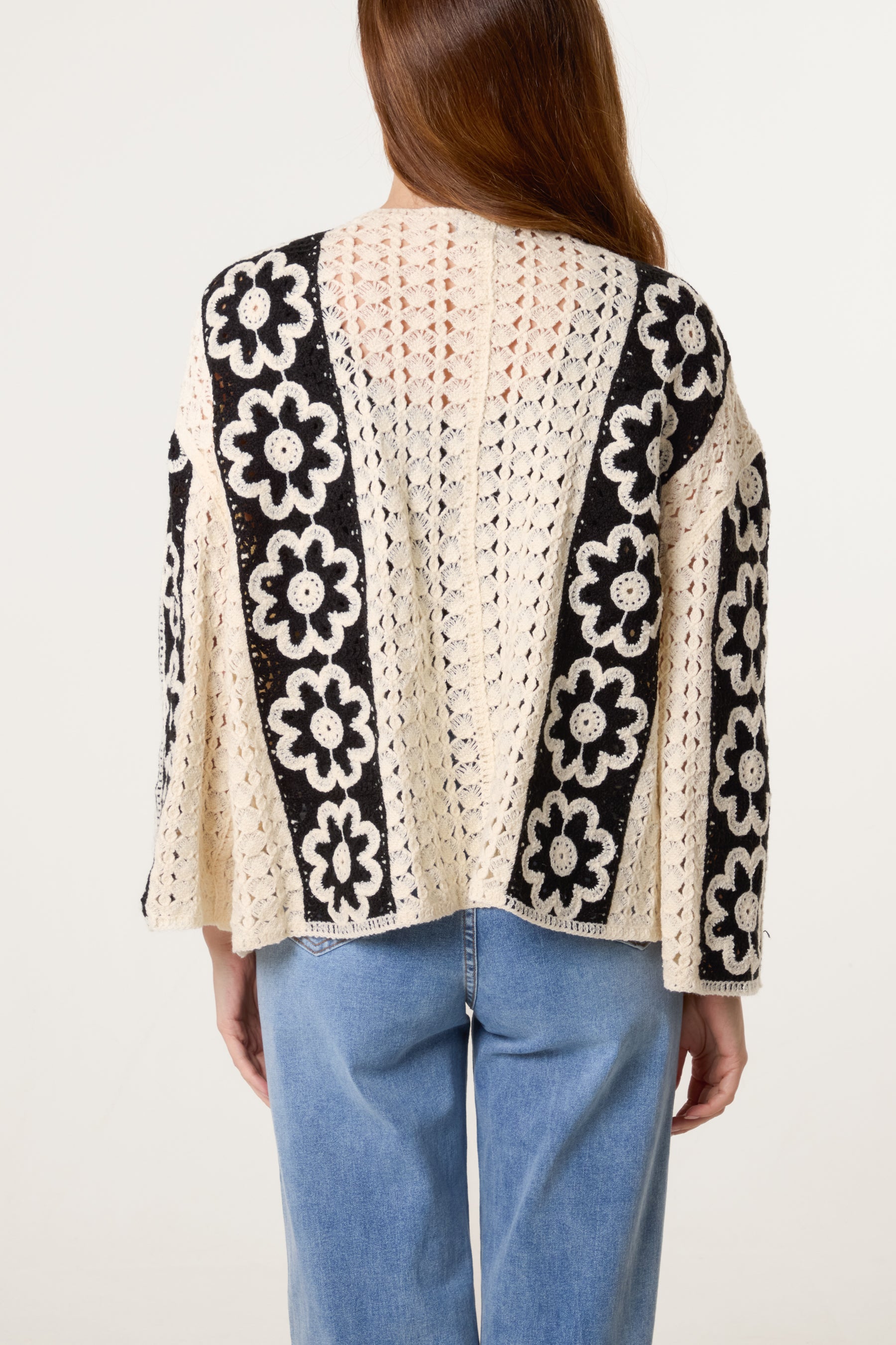 Floral Crochet Wide Sleeve Cardigan