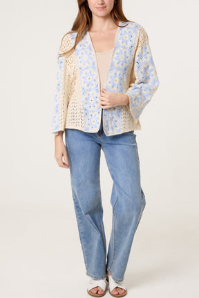 Floral Crochet Wide Sleeve Cardigan