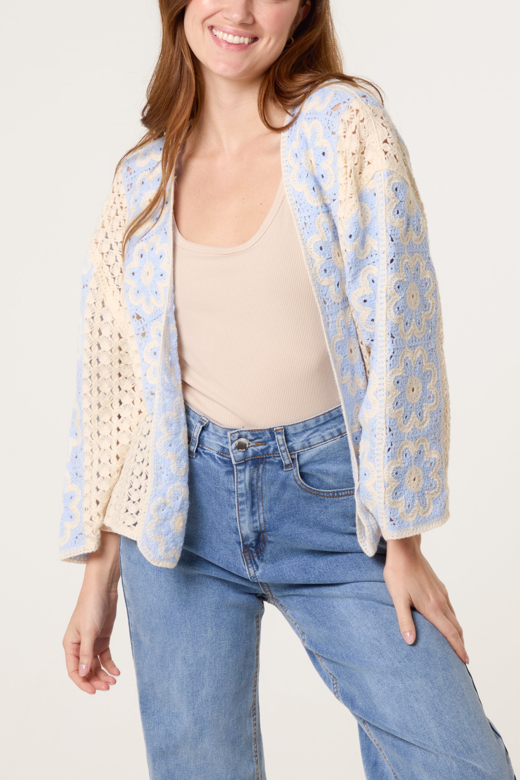 Floral Crochet Wide Sleeve Cardigan