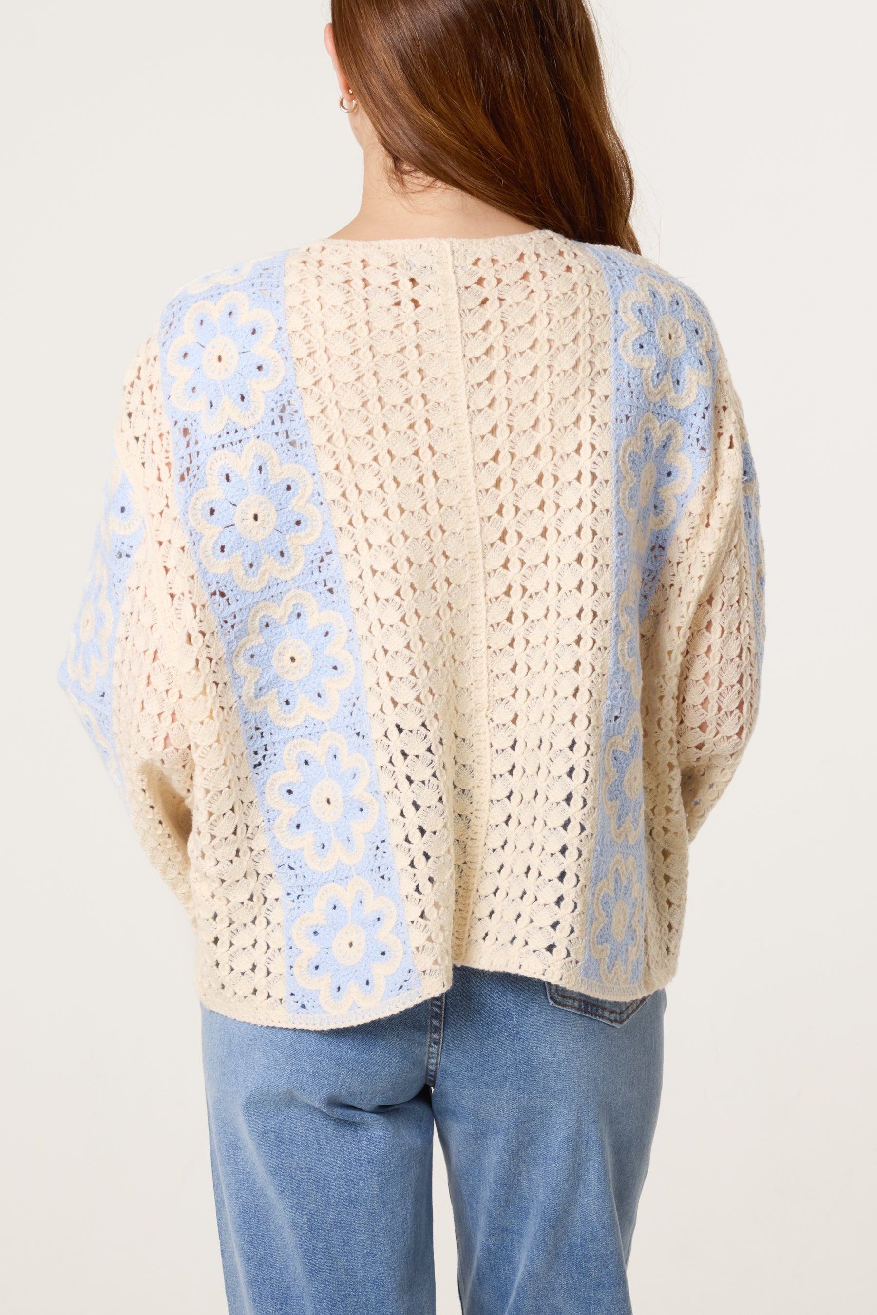 Floral Crochet Wide Sleeve Cardigan