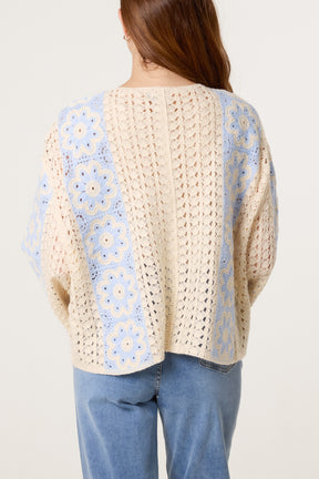 Floral Crochet Wide Sleeve Cardigan