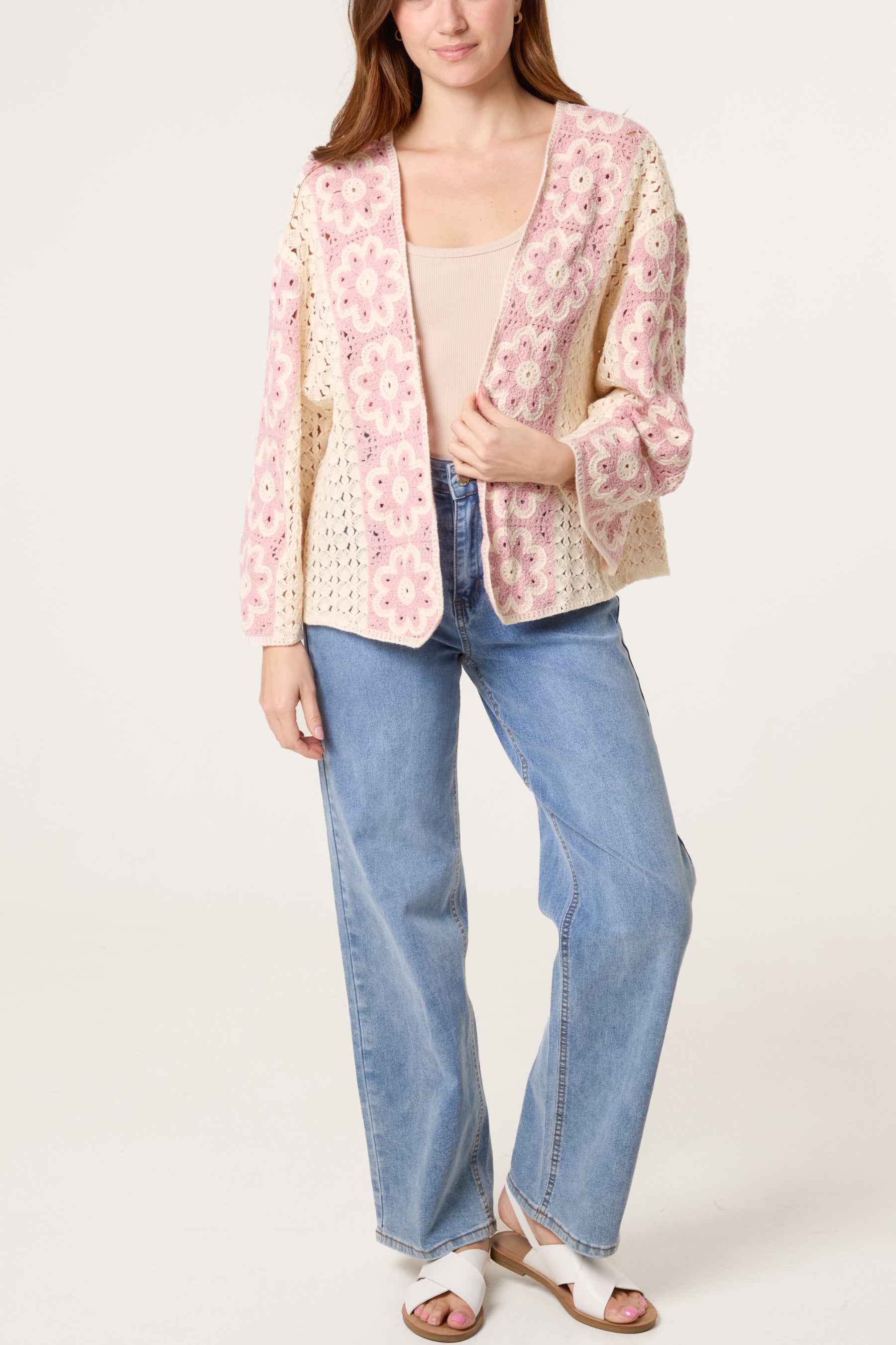 Floral Crochet Wide Sleeve Cardigan