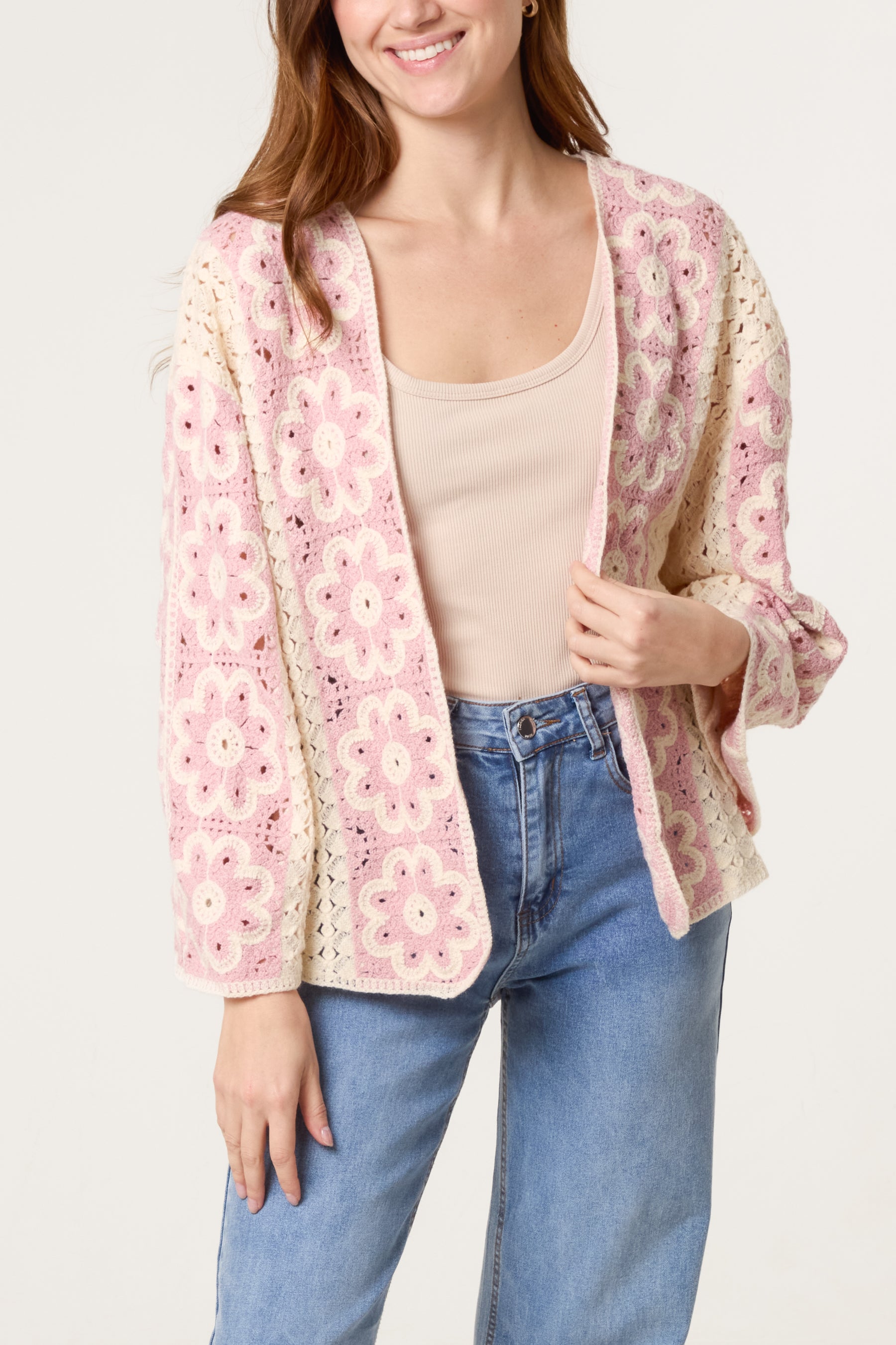 Floral Crochet Wide Sleeve Cardigan