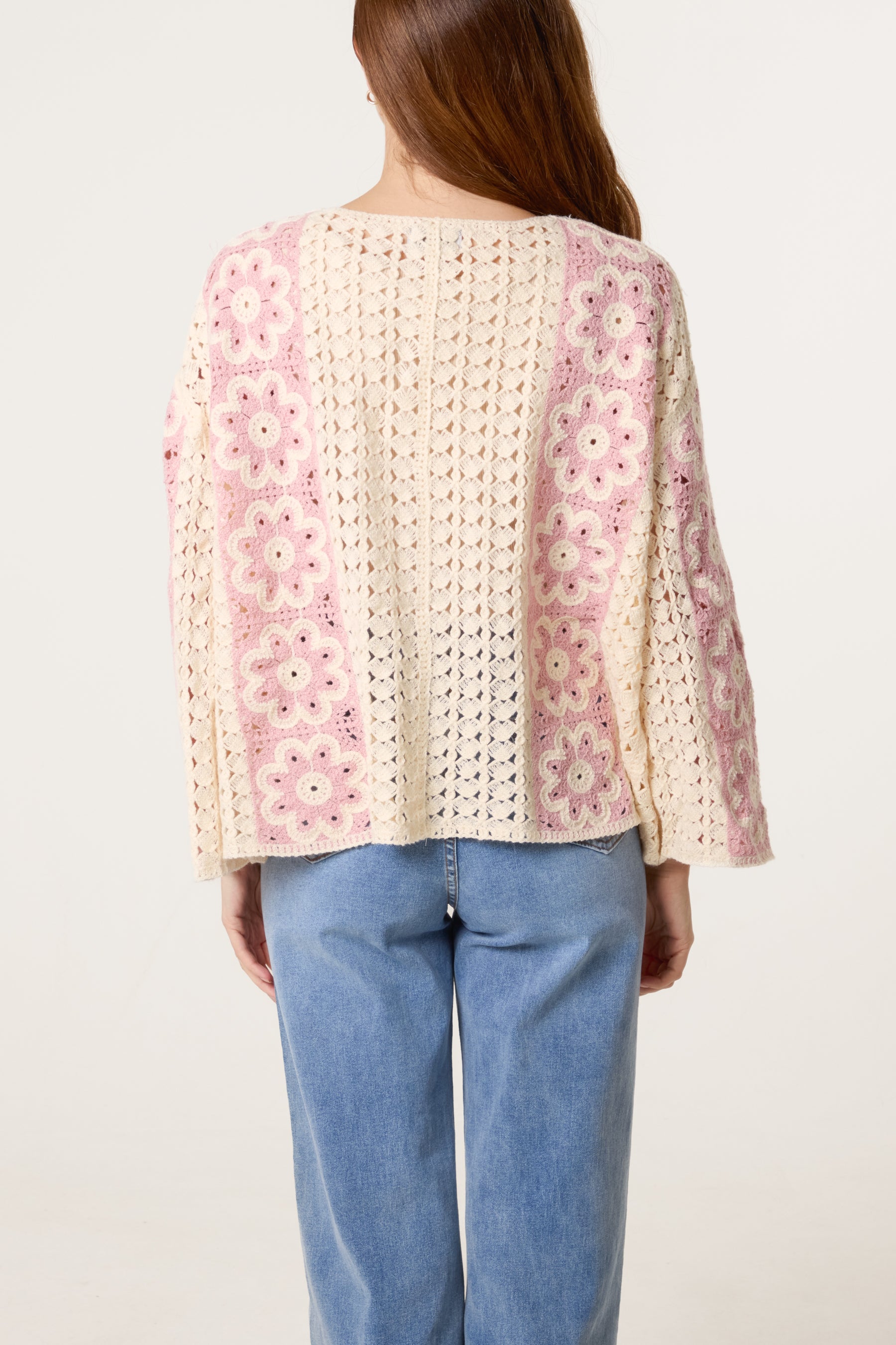 Floral Crochet Wide Sleeve Cardigan