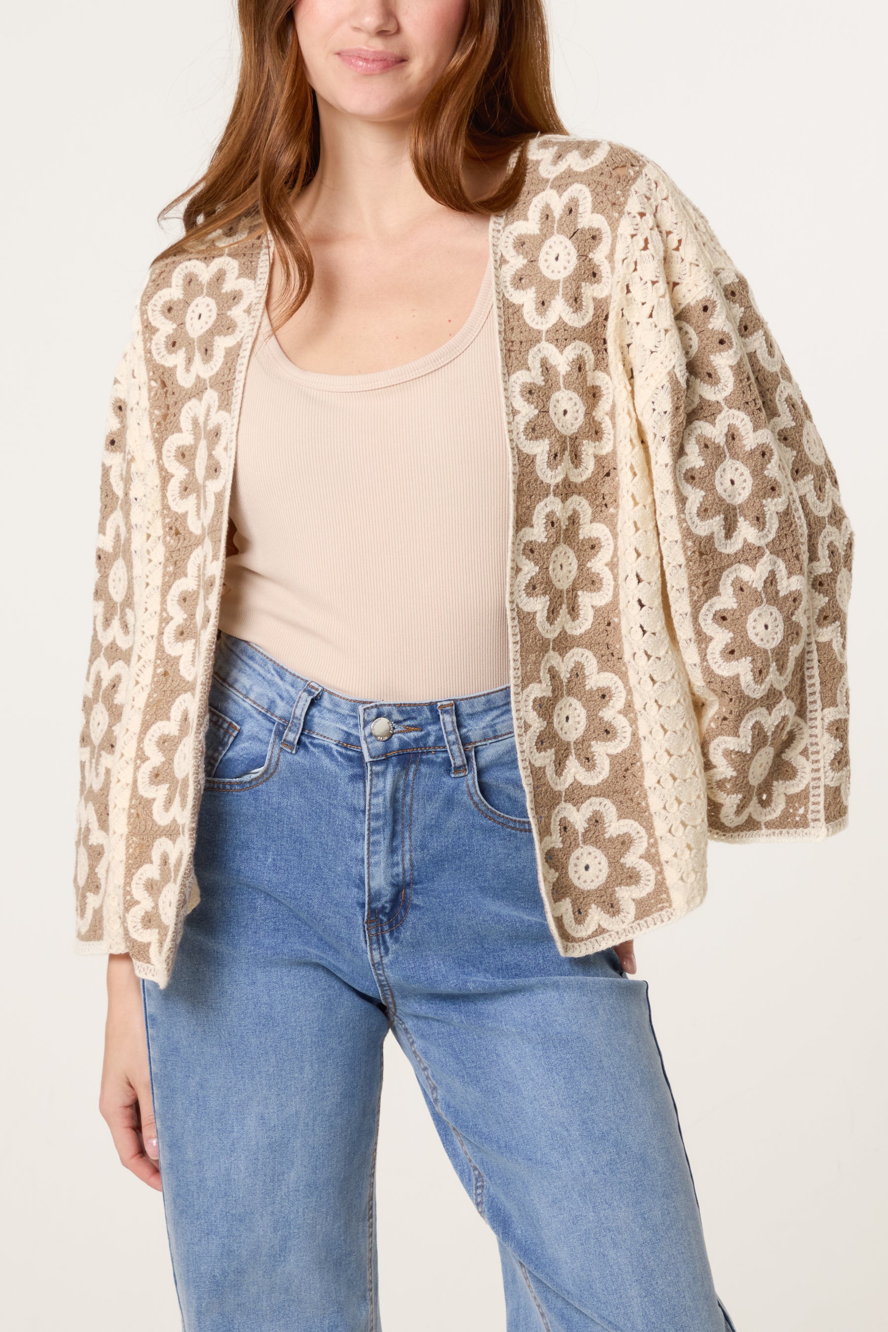 Floral Crochet Wide Sleeve Cardigan