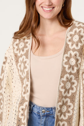 Floral Crochet Wide Sleeve Cardigan